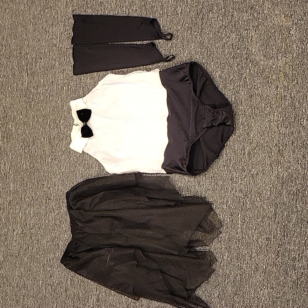 Tuxedo style dance leotard